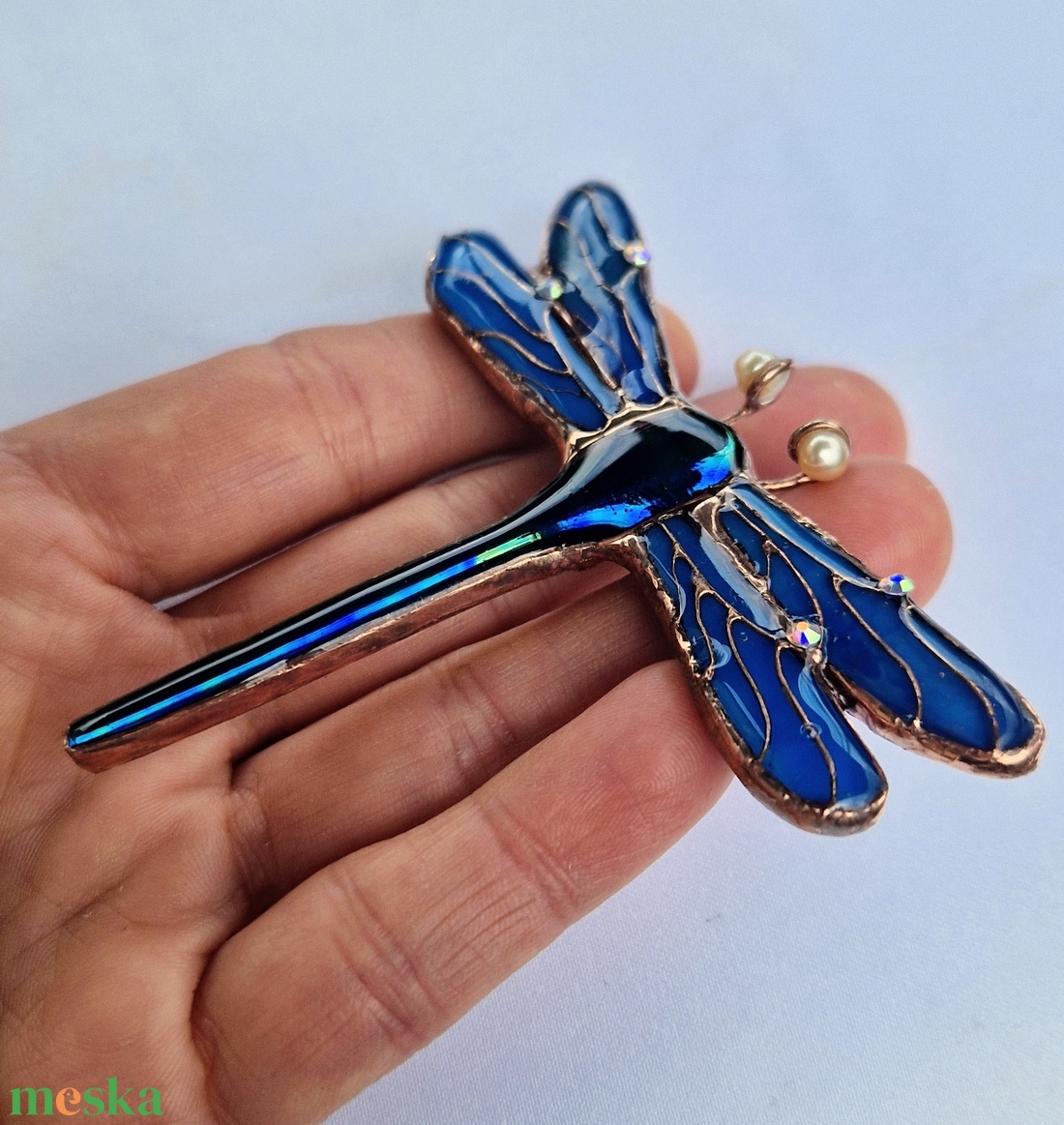 Art Nuovo kék szitakötő- bross II. - ékszer - kitűző és bross - Meska.hu