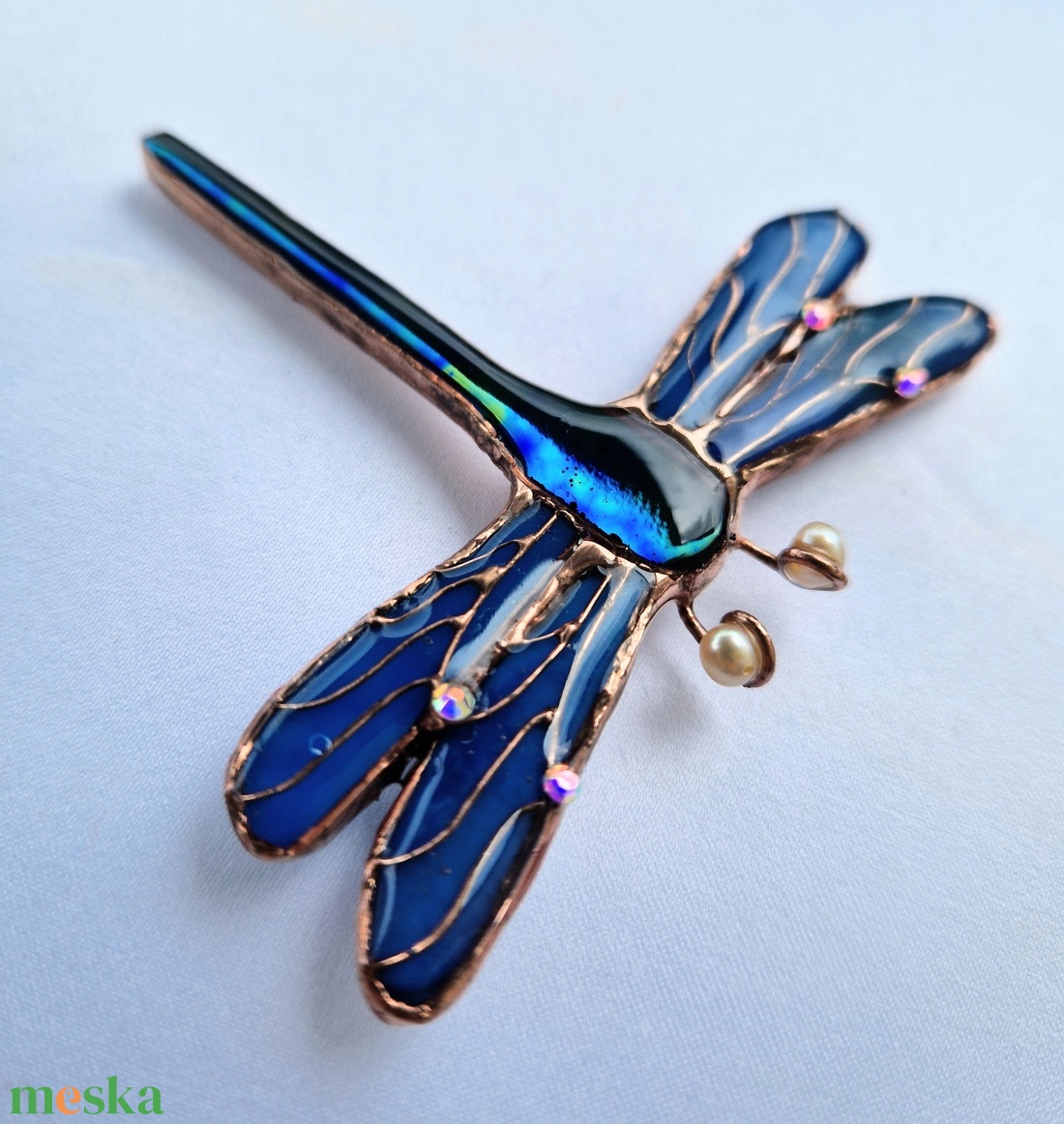 Art Nuovo kék szitakötő- bross II. - ékszer - kitűző és bross - Meska.hu