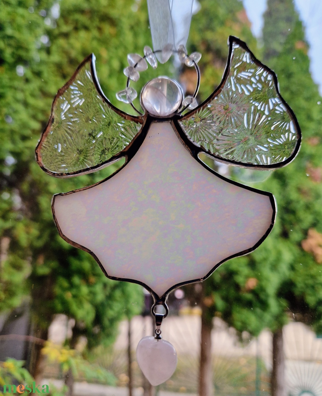 Kristályangyal opálos színben - karácsony - karácsonyi lakásdekoráció - karácsonyi ablakdíszek, ablakmatricák - Meska.hu