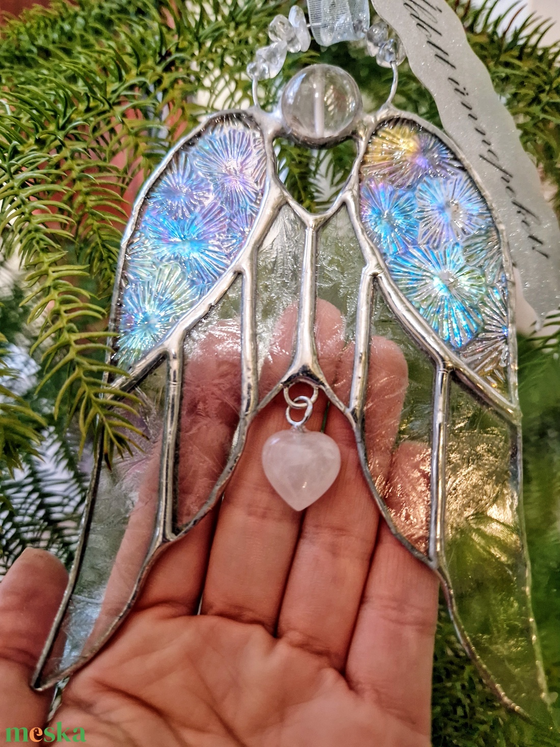 Csupaszárny kristályangyal jégvirágos üveggel - karácsony - karácsonyi lakásdekoráció - karácsonyi ablakdíszek, ablakmatricák - Meska.hu