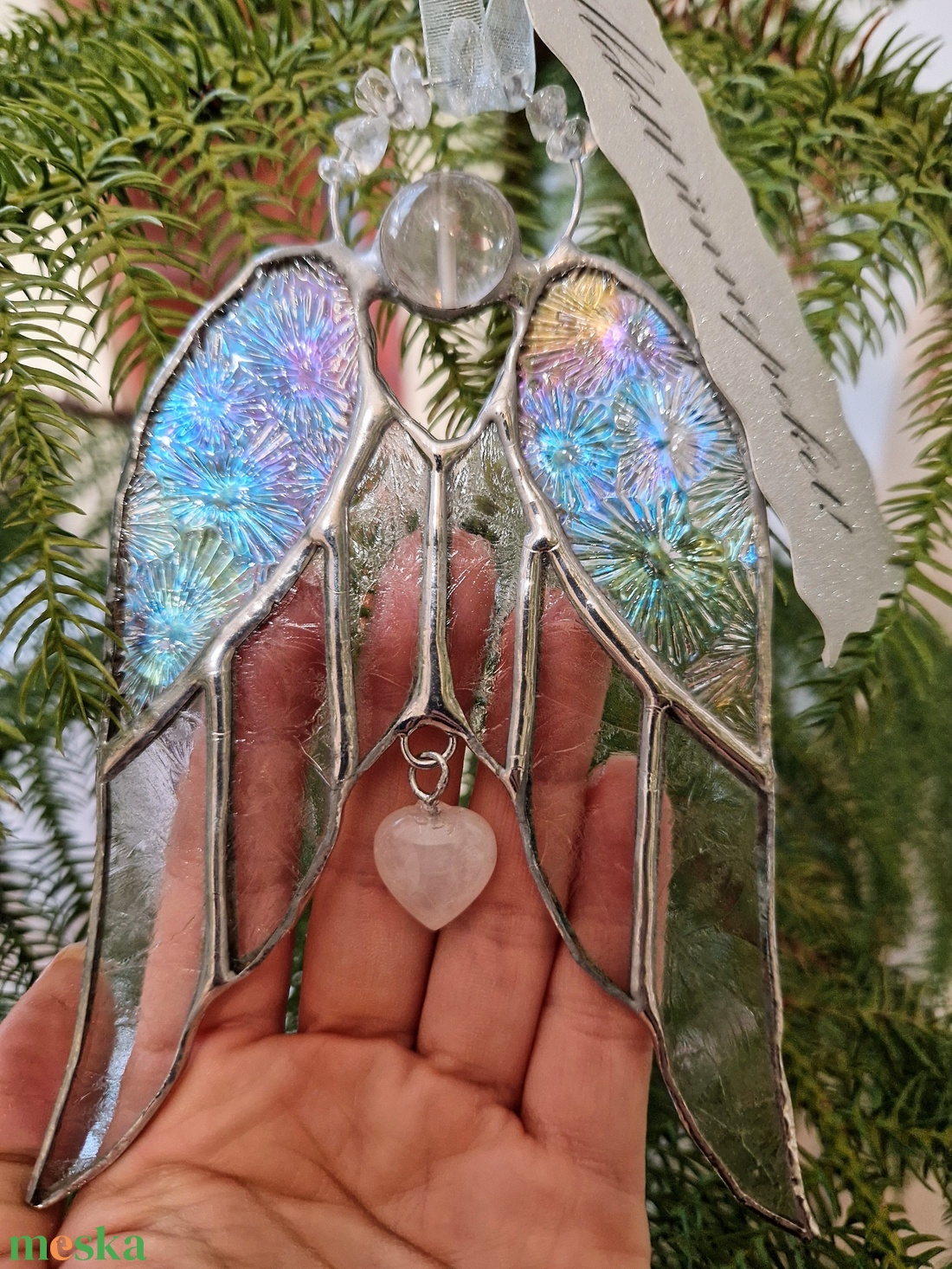 Csupaszárny kristályangyal jégvirágos üveggel - karácsony - karácsonyi lakásdekoráció - karácsonyi ablakdíszek, ablakmatricák - Meska.hu