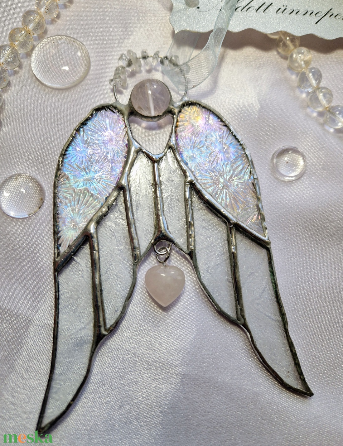 Csupaszárny kristályangyal jégvirágos üveggel - karácsony - karácsonyi lakásdekoráció - karácsonyi ablakdíszek, ablakmatricák - Meska.hu