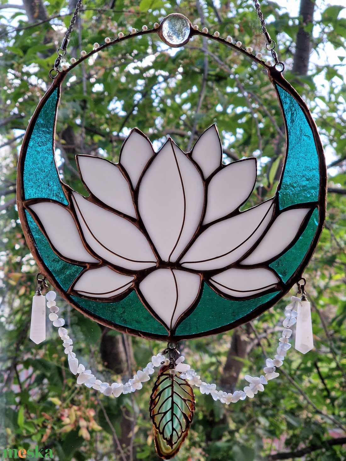 Lótusz napfogó kék holdkehelyben - otthon & életmód - dekoráció - ajtó- és ablak dekoráció - ablakdísz - Meska.hu