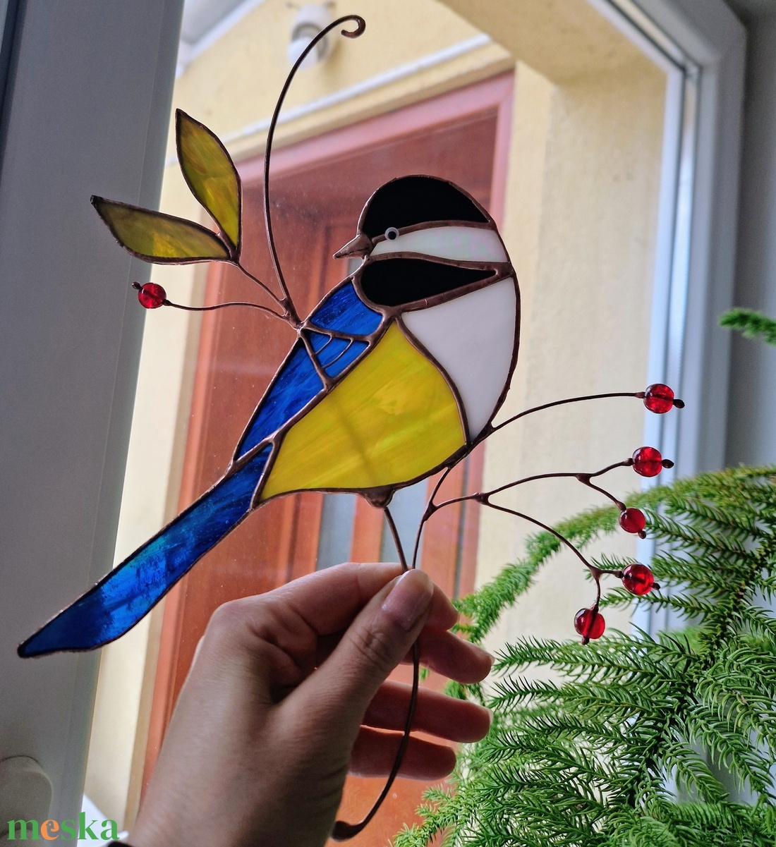 Kékcinege ablakdísz - otthon & életmód - dekoráció - ajtó- és ablak dekoráció - ablakdísz - Meska.hu