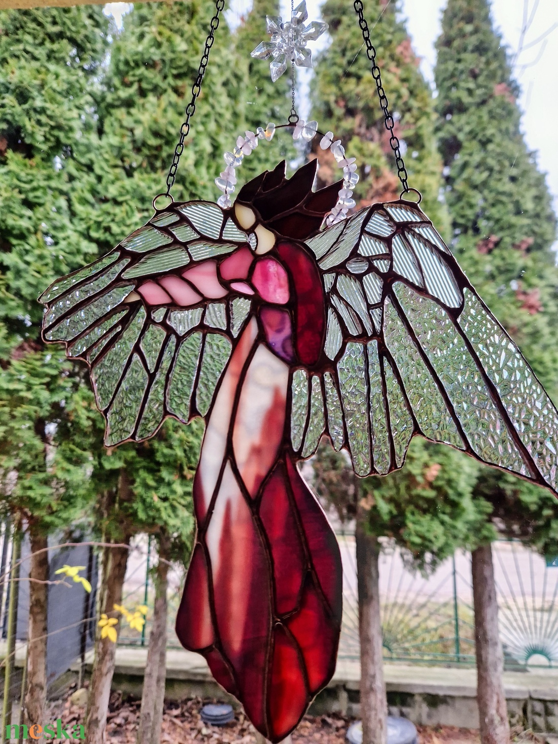 Kristályos Arkangyal nagy méretű - otthon & életmód - dekoráció - ajtó- és ablak dekoráció - ablakdísz - Meska.hu