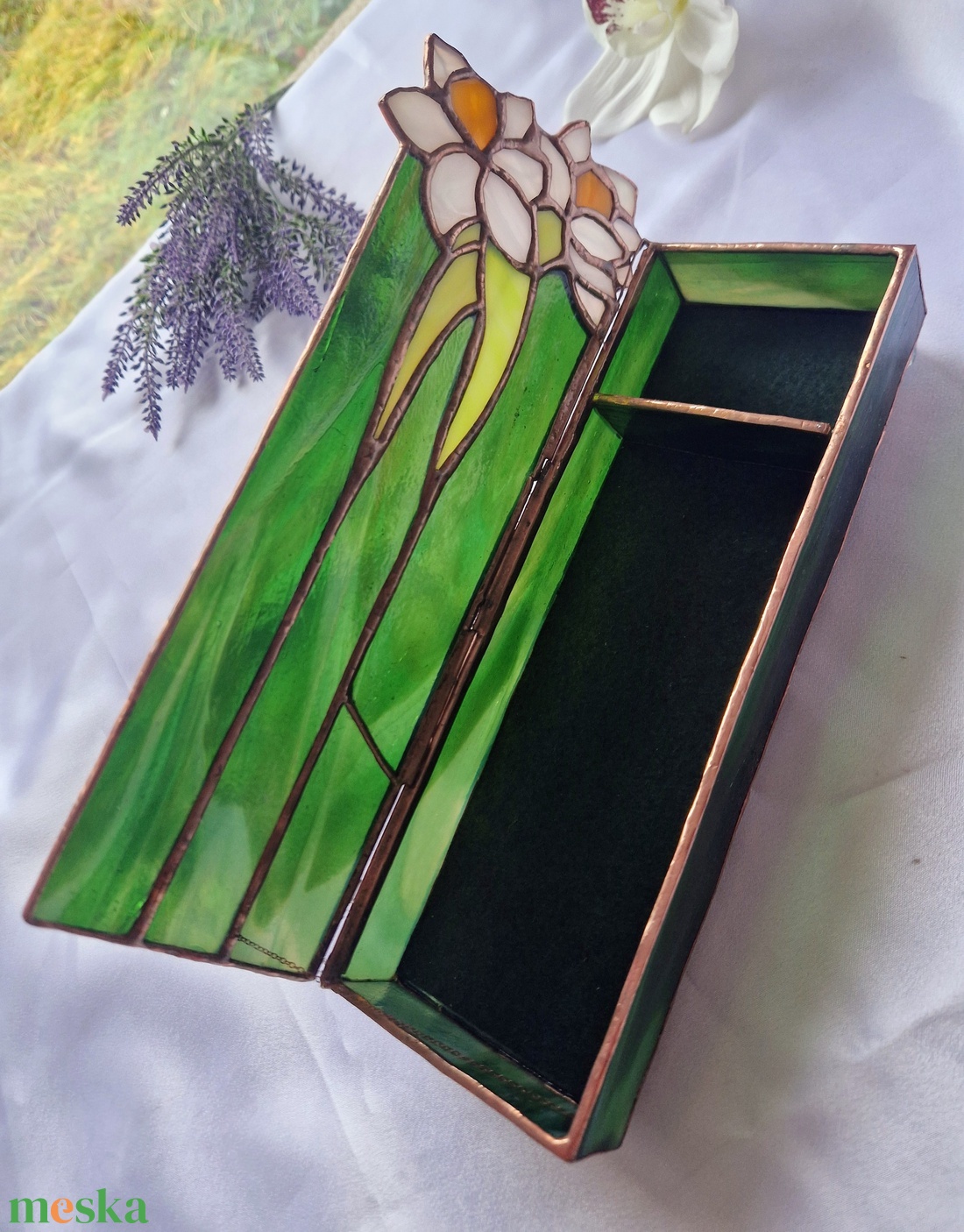 Nárcisz-pár ékszerdoboz - ékszer - ékszertartó - ékszerdoboz - Meska.hu