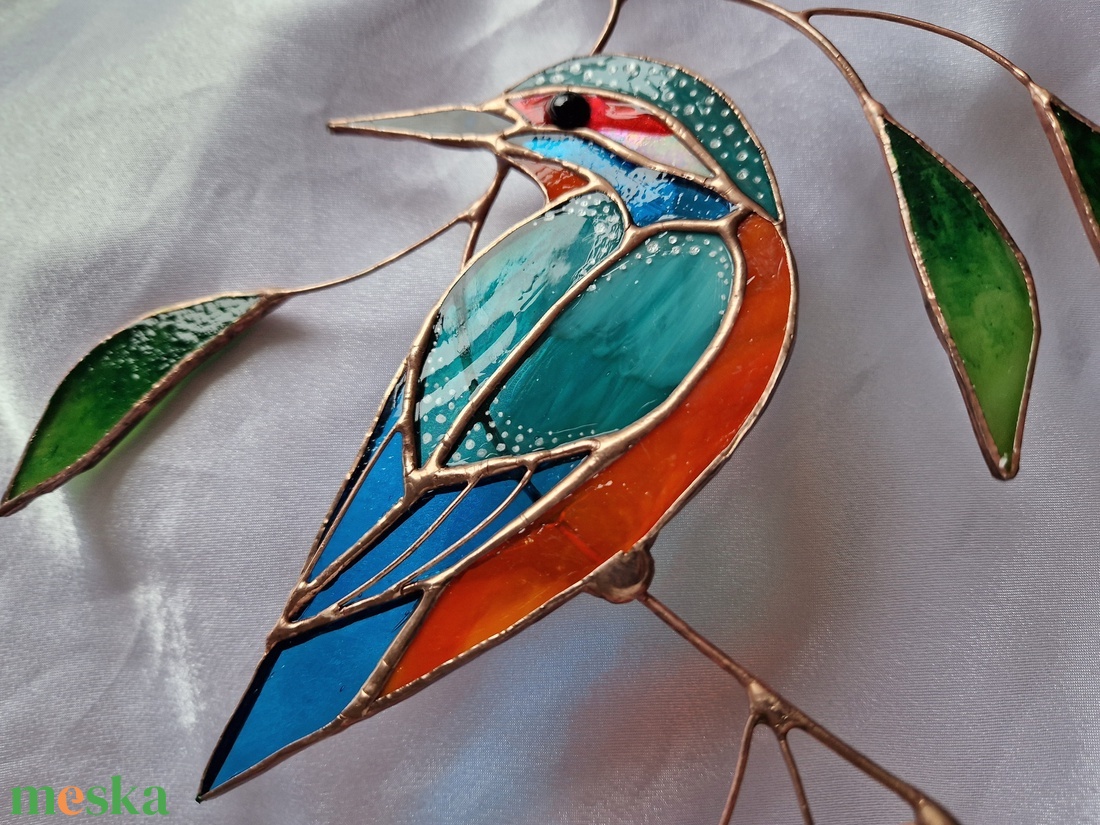 Jégmadár fűzfaágon ablakdísz - otthon & életmód - dekoráció - ajtó- és ablak dekoráció - ablakdísz - Meska.hu