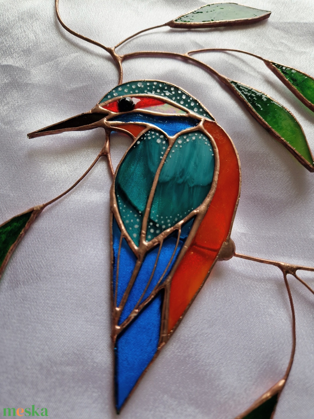 Jégmadár fűzfaágon ablakdísz - otthon & életmód - dekoráció - ajtó- és ablak dekoráció - ablakdísz - Meska.hu