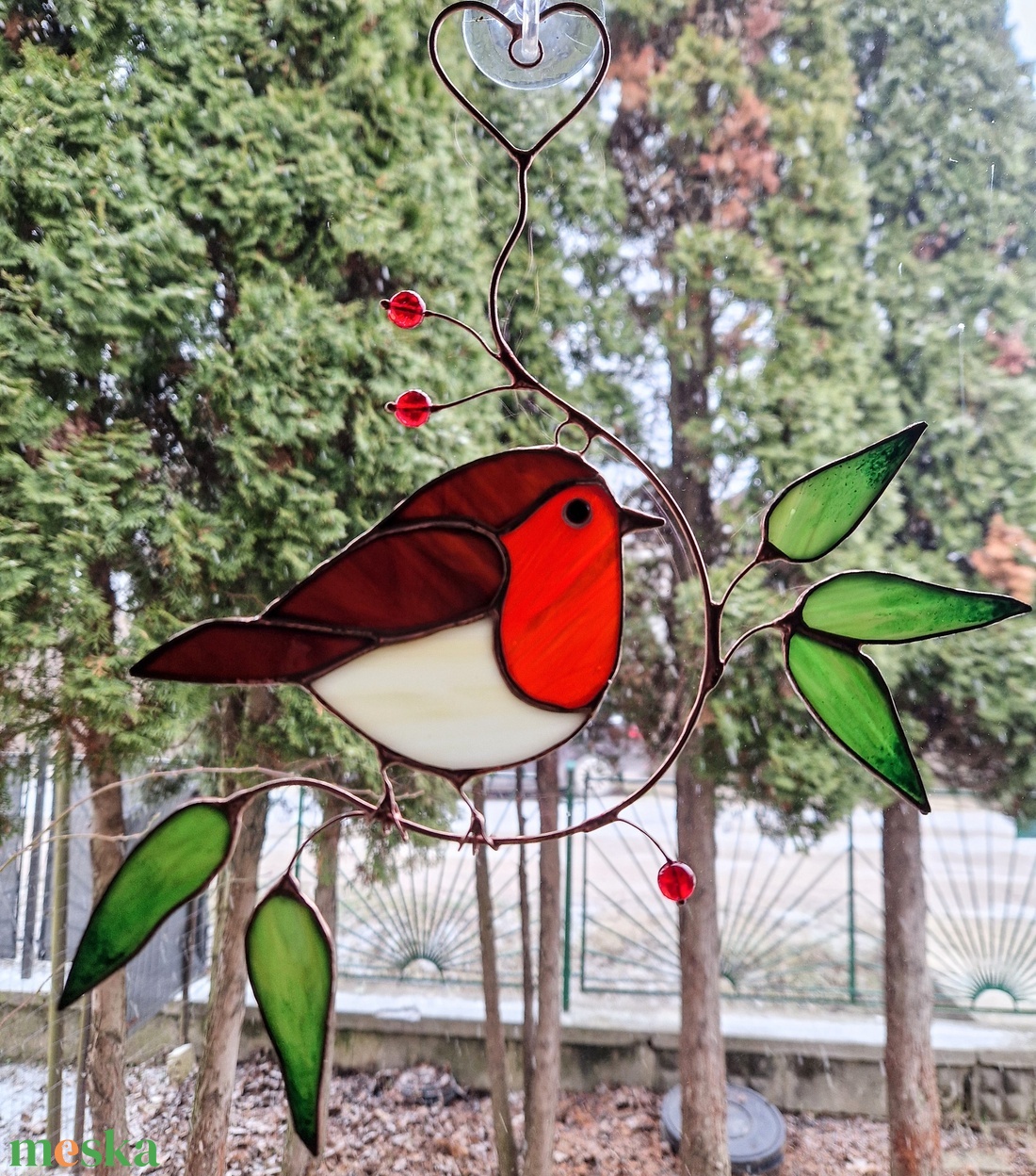 Vörösbegy ablakdísz - otthon & életmód - dekoráció - ajtó- és ablak dekoráció - ablakdísz - Meska.hu