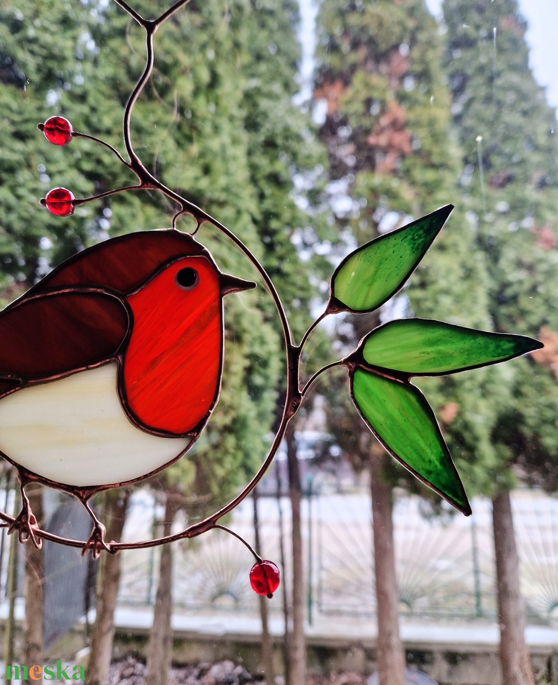 Vörösbegy ablakdísz - otthon & életmód - dekoráció - ajtó- és ablak dekoráció - ablakdísz - Meska.hu