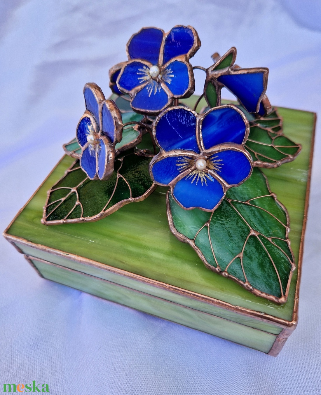 Kék-árvácska ékszerdoboz 3D - ékszer - ékszertartó - ékszerdoboz - Meska.hu