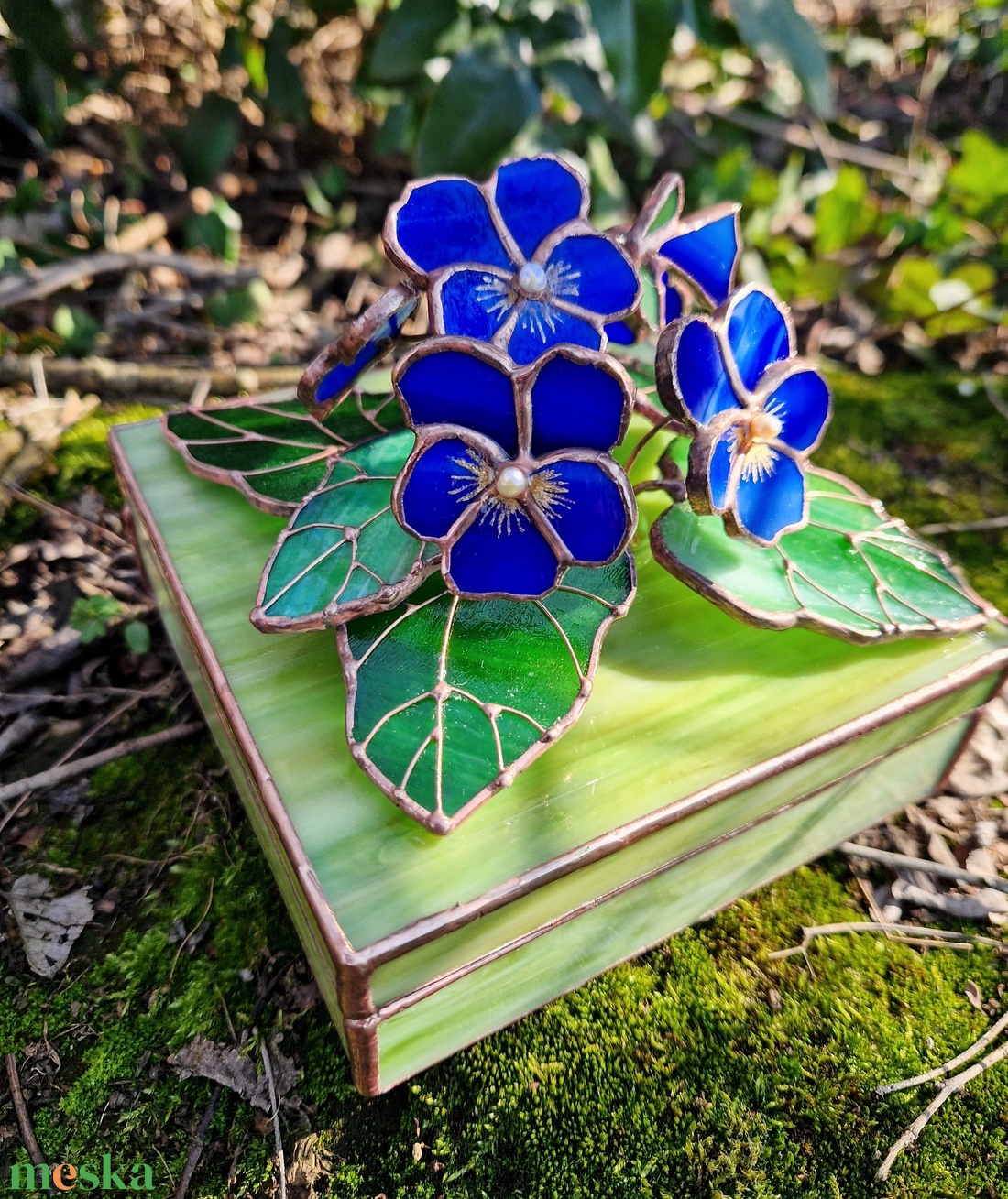 Kék-árvácska ékszerdoboz 3D - ékszer - ékszertartó - ékszerdoboz - Meska.hu