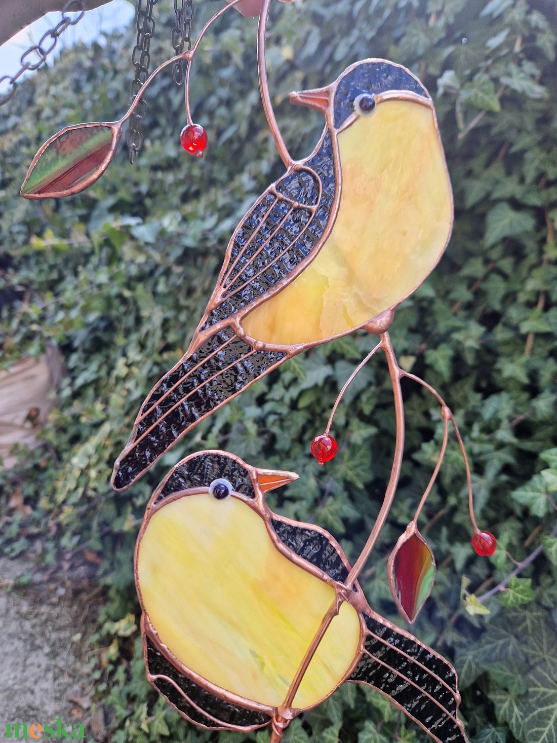 Sárgarigó párocska - otthon & életmód - dekoráció - ajtó- és ablak dekoráció - ablakdísz - Meska.hu