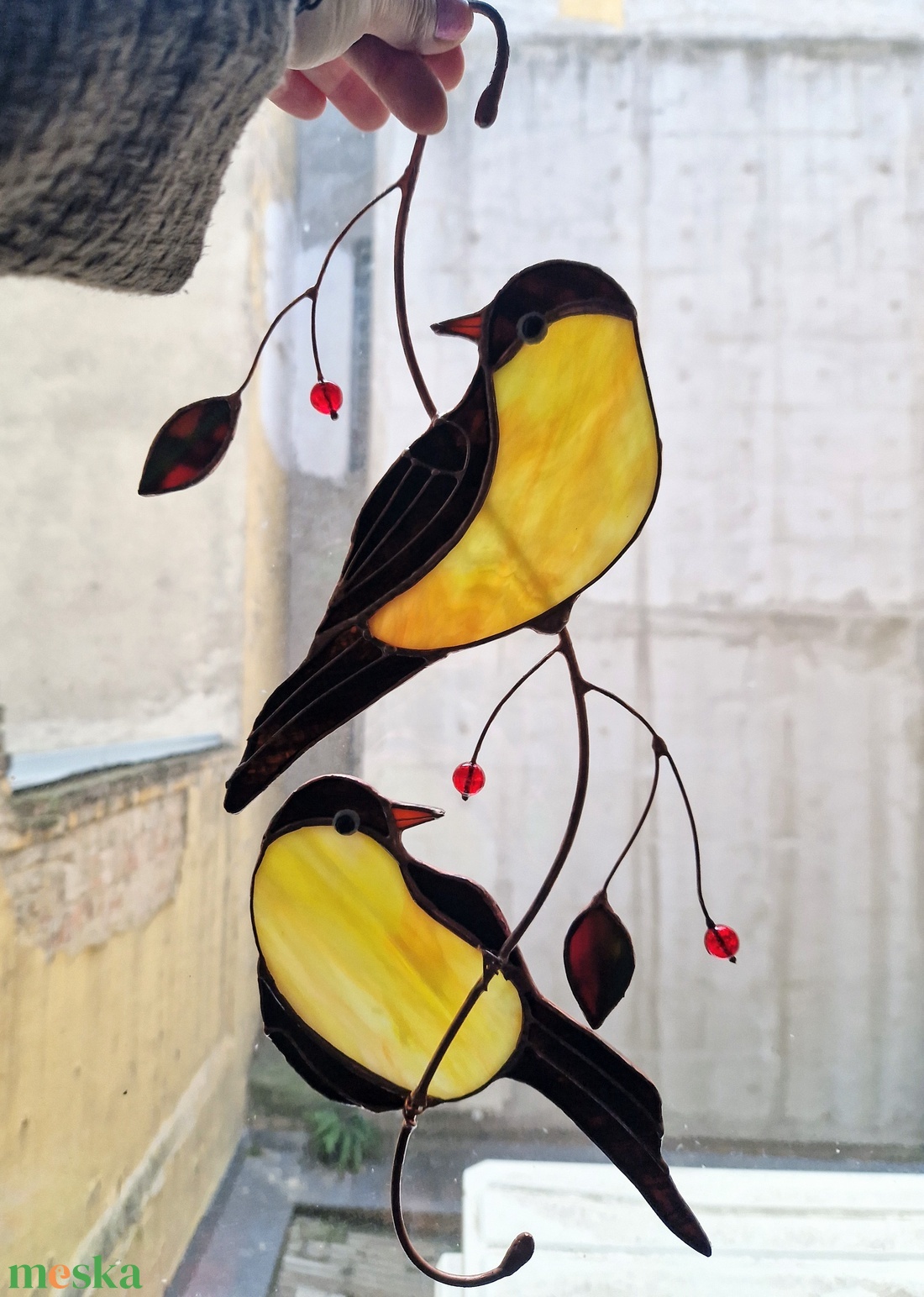 Sárgarigó párocska - otthon & életmód - dekoráció - ajtó- és ablak dekoráció - ablakdísz - Meska.hu