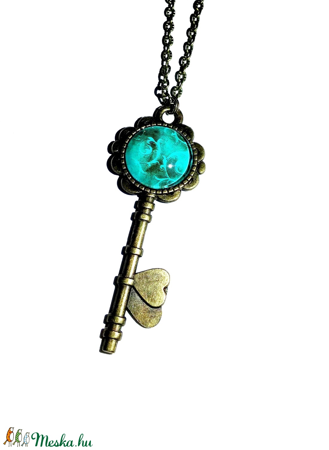 Bronz színű kulcs alakú medál hozzá tartozó lánccal - Turquoise ornaments kollekció - - Meska.hu Bronz színű kulcs alakú medál hozzá tartozó lánccal - Turquoise ornaments kollekció - - Meska.hu