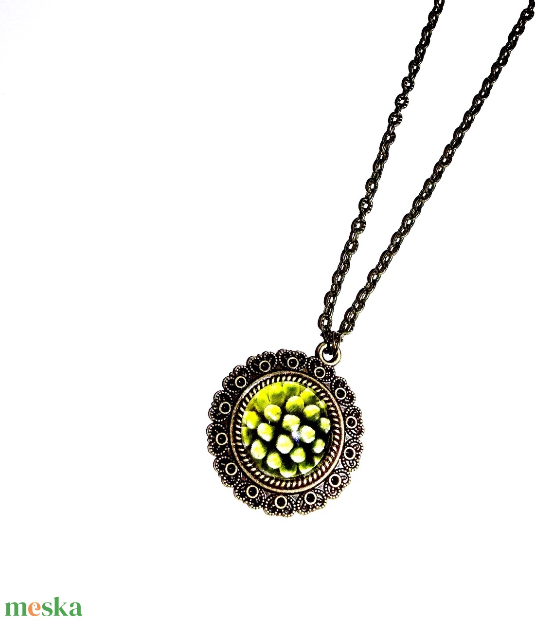 Bronz színű szívecskés szélű medál hozzá tartozó lánccal - Yellow daisy kollekció - ékszer - nyaklánc - medálos nyaklánc - Meska.hu Bronz színű szívecskés szélű medál hozzá tartozó lánccal - Yellow daisy kollekció - ékszer - nyaklánc - medálos nyaklánc - Meska.hu