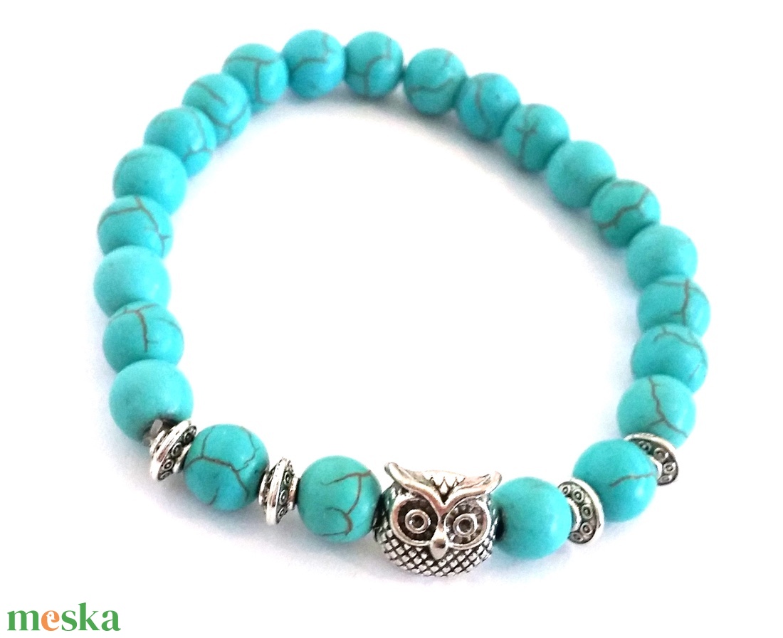 OWL karkötő -kék - ékszer - karkötő - gyöngyös karkötő - Meska.hu