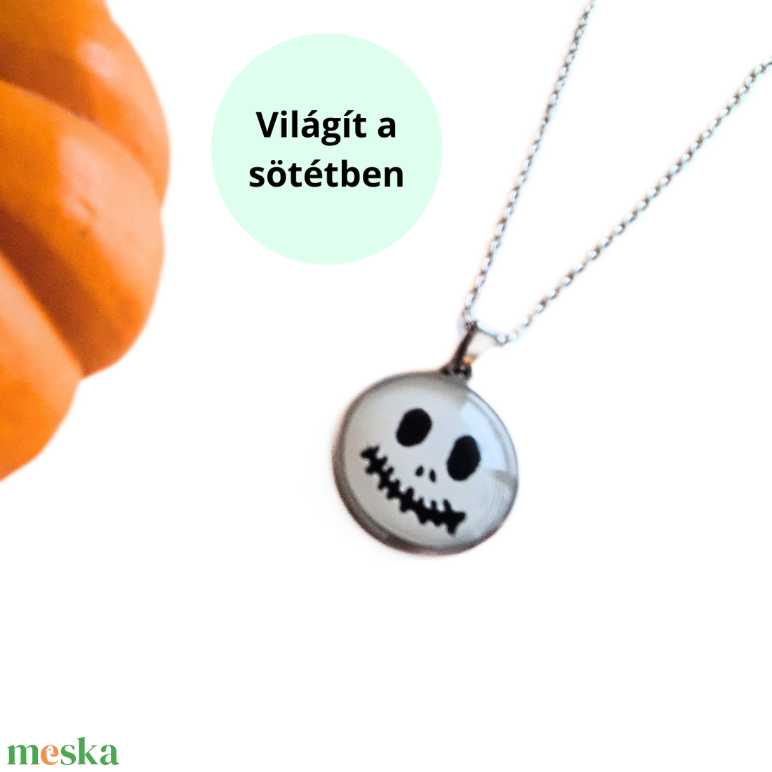 Koponya mintás nyaklánc - FLUORESZKÁLÓ - ékszer - nyaklánc - medálos nyaklánc - Meska.hu