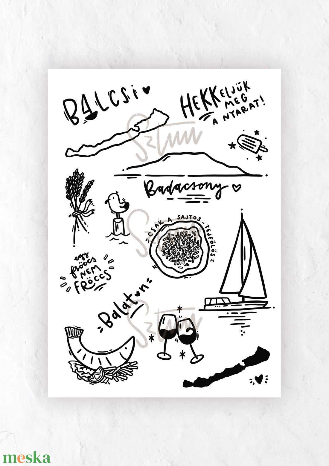 AKCIÓ // Ideiglenes tetkó / BALATON (A6 méretű ív) - művészet - grafika & illusztráció - digitális - Meska.hu