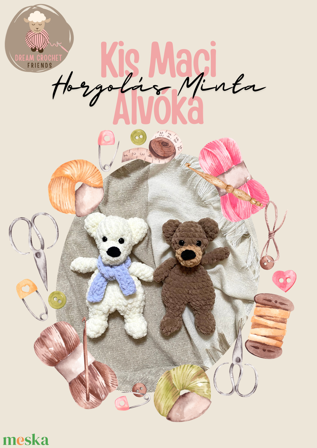 Horgolt Maci Alvóka - Horgolás MINTA  - diy (csináld magad) - szabásminta, útmutató - horgolási minta - Meska.hu