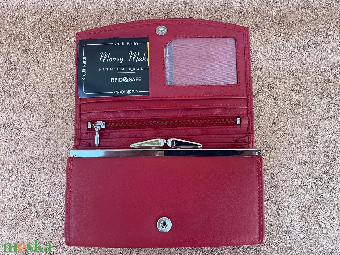 Női  bőr pénztárca RFID védelemmel - táska & tok - pénztárca & más tok - pénztárca - Meska.hu