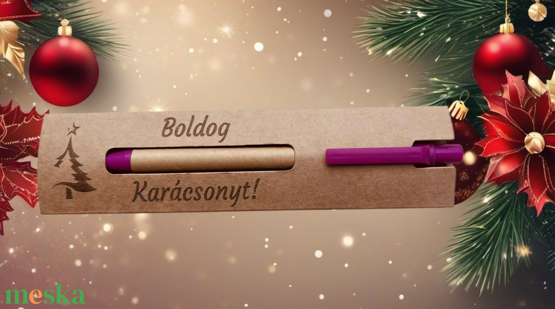 Újrahasznosított anyagból készült toll, egyedi gravírozással, ajándék papír tokkal - otthon & életmód - papír, írószer - ceruza & toll - Meska.hu