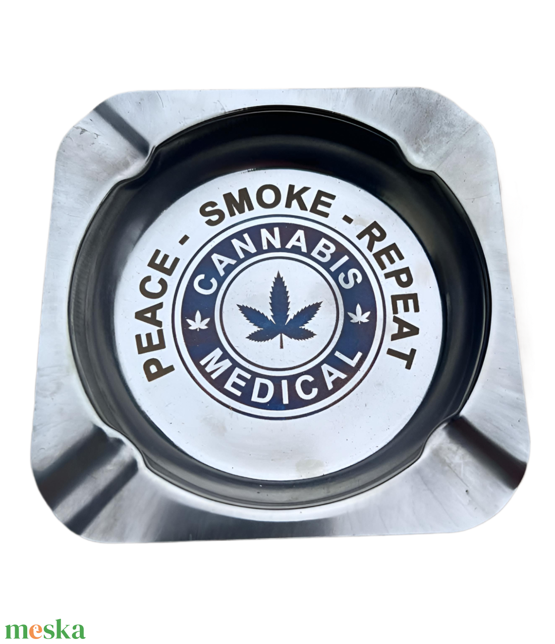 Rozsdamentes hamutál, egyedi lézeres gravírozással - otthon & életmód - dekoráció - asztal és polc dekoráció - hamutál, öngyújtó, pipa - Meska.hu