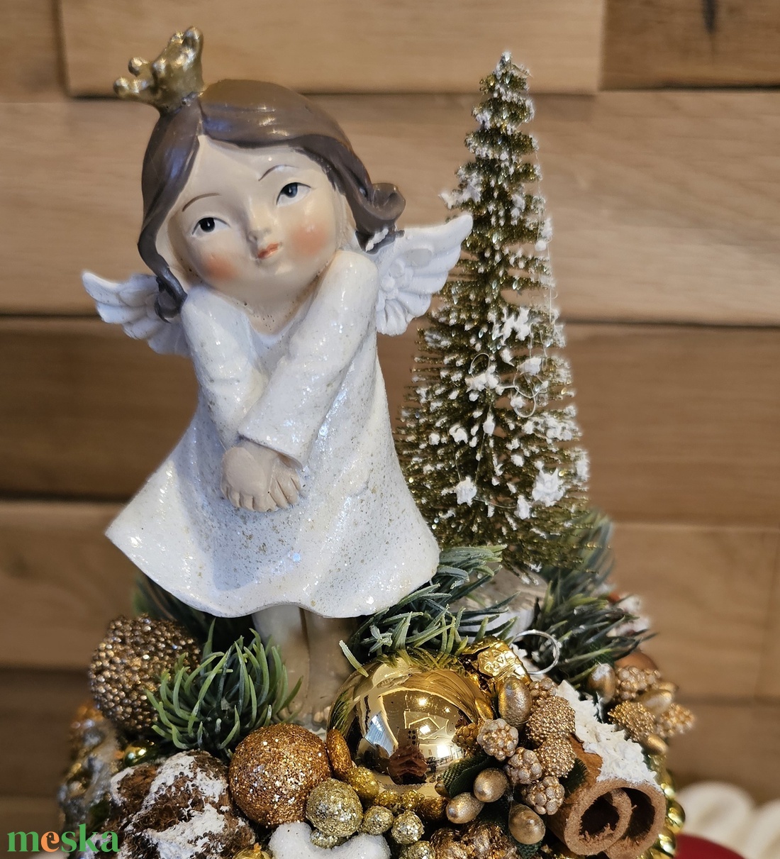 Angyalkás adventi bögrés dekoráció - karácsony - karácsonyi lakásdekoráció - karácsonyi lakásdíszek - Meska.hu