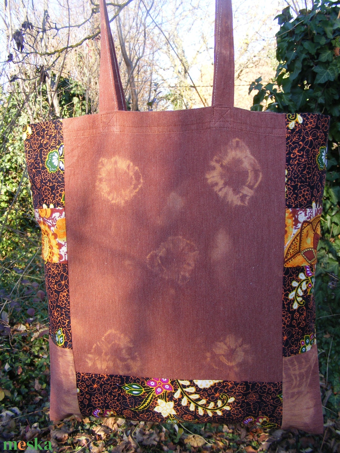 Barna batik vászontáska - táska & tok - bevásárlás & shopper táska - shopper, textiltáska, szatyor - Meska.hu