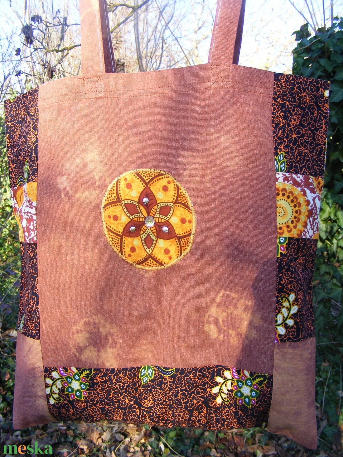 Barna batik vászontáska - táska & tok - bevásárlás & shopper táska - shopper, textiltáska, szatyor - Meska.hu