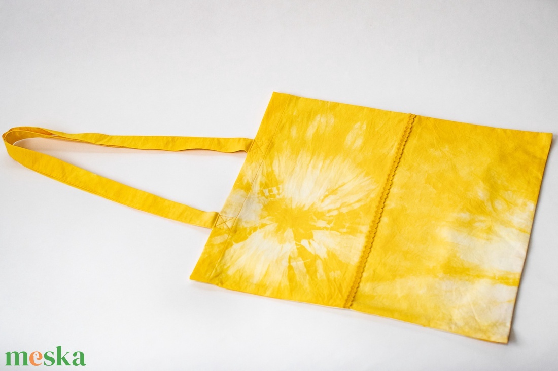 Sárga batikolt vászontáska - táska & tok - bevásárlás & shopper táska - shopper, textiltáska, szatyor - Meska.hu