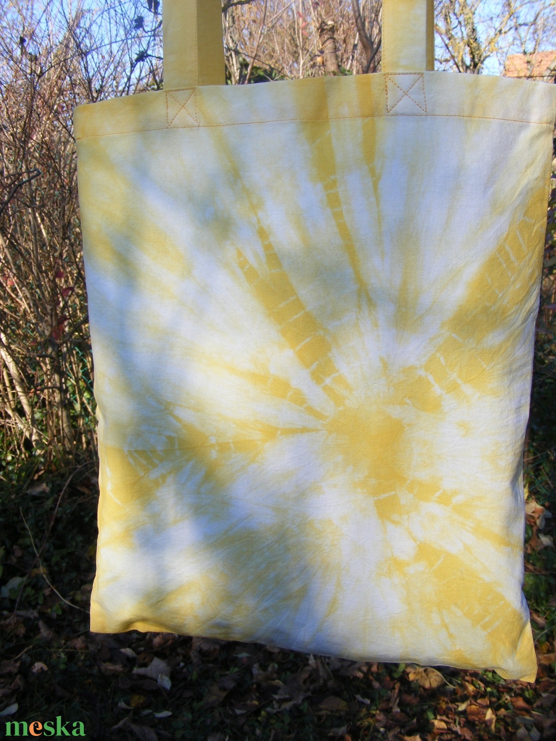 Sárga batikolt vászontáska - táska & tok - bevásárlás & shopper táska - shopper, textiltáska, szatyor - Meska.hu
