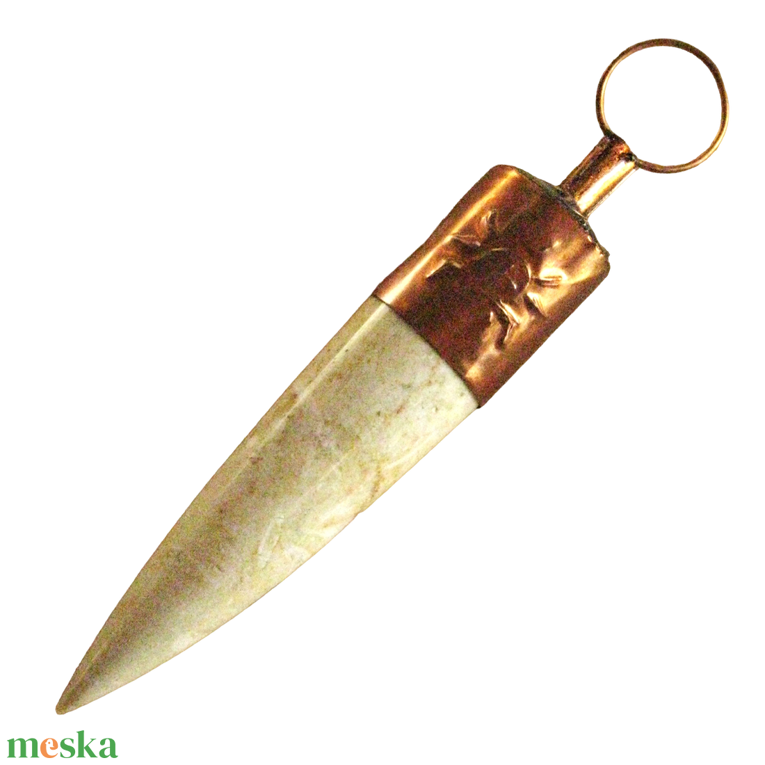 Agyar alakú medál, nyakék valódi kőből, rézből, pók / bogár mintával. Kézzel készült, egyedi darab. e13 - ékszer - nyaklánc - medál - Meska.hu