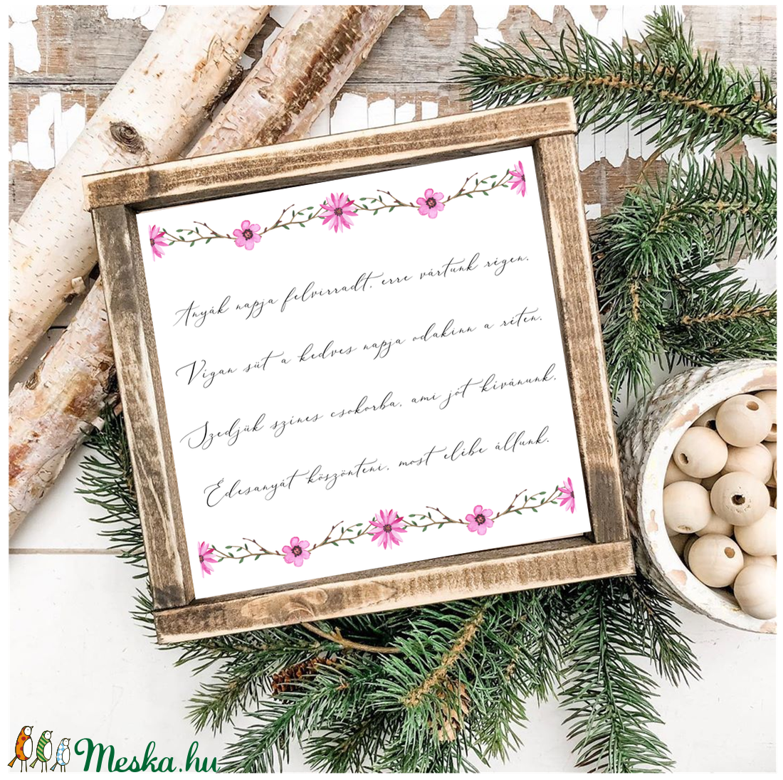 Anyák napja felvirradt 20x20 cm fa tábla anyák napjára -  - Meska.hu