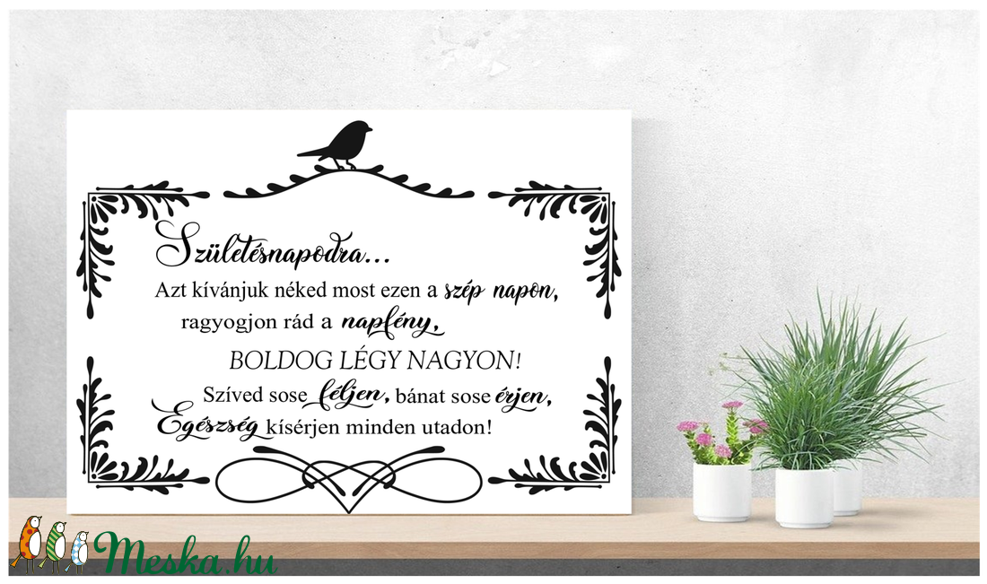 Születésnapodra - madaras 30x20 cm fa tábla - otthon & életmód - dekoráció - Meska.hu