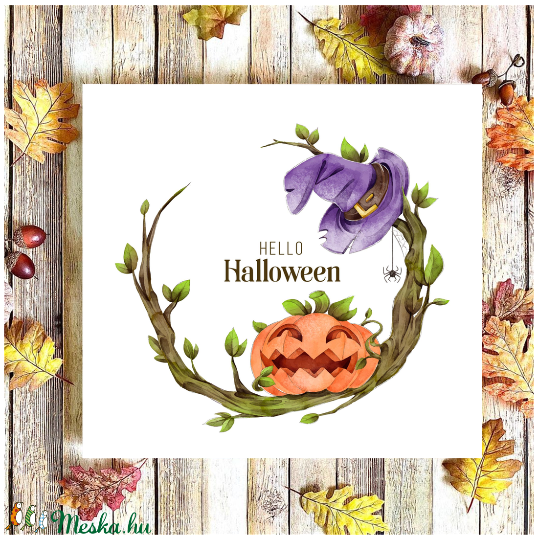 Hello Halloween 20x20 cm fa tábla - otthon & életmód - dekoráció - Meska.hu