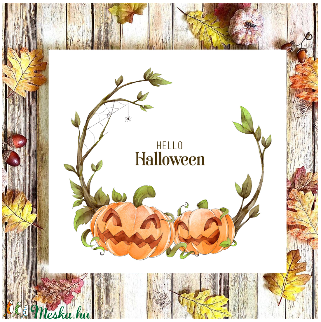 Hello Halloween 20x20 cm fa tábla - otthon & életmód - dekoráció - Meska.hu