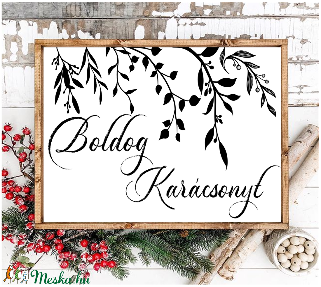 Boldog karácsonyt 40x30 cm fa tábla - karácsony - karácsonyi lakásdekoráció - Meska.hu