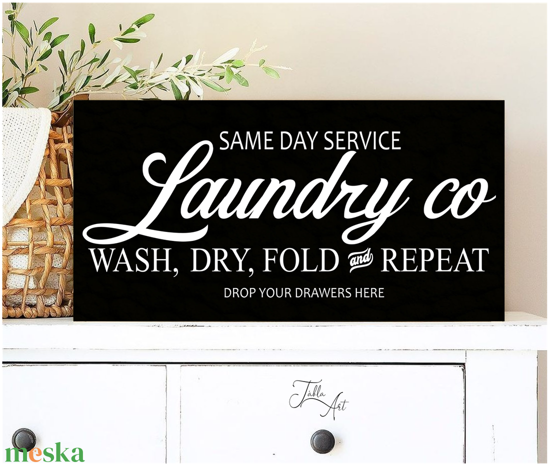 Same day laundry service 40x20 cm - otthon & lakás - dekoráció - kép & falikép - táblakép - Meska.hu
