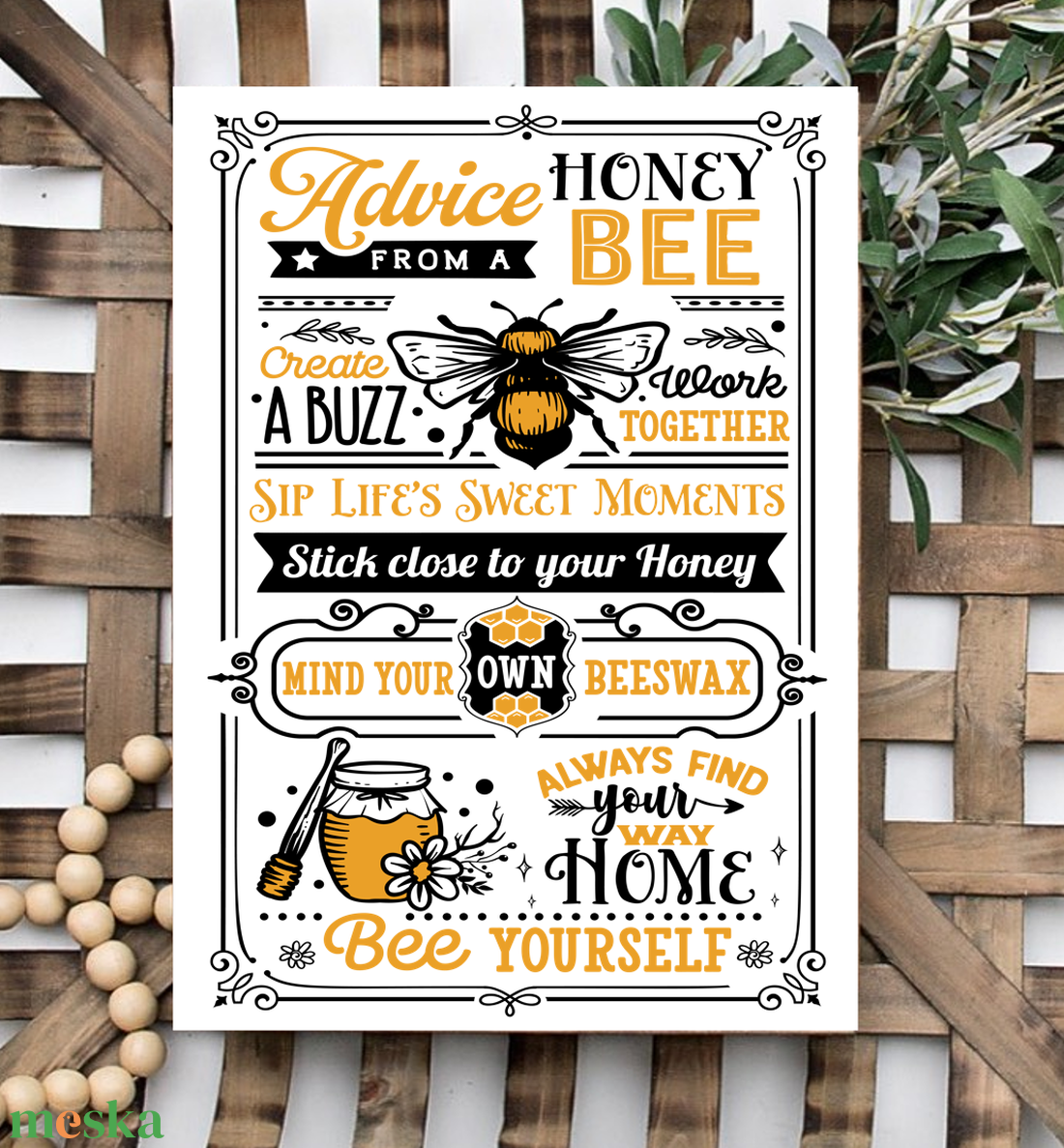 Advice from a honey bee vászonkép különböző méretben - otthon & lakás - dekoráció - kép & falikép - táblakép - Meska.hu