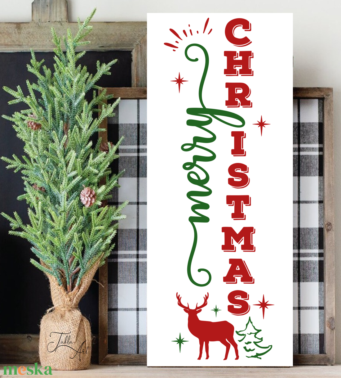 Merry Christmas 40x20 cm karácsonyi fa tábla - otthon & életmód - dekoráció - kép & falikép - táblakép - Meska.hu