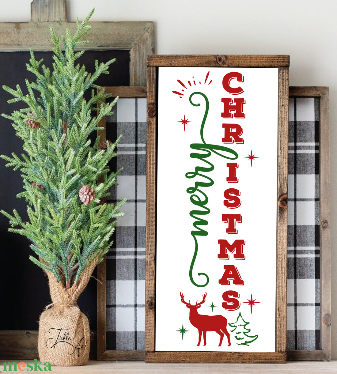 Merry Christmas 40x20 cm karácsonyi fa tábla - otthon & életmód - dekoráció - kép & falikép - táblakép - Meska.hu