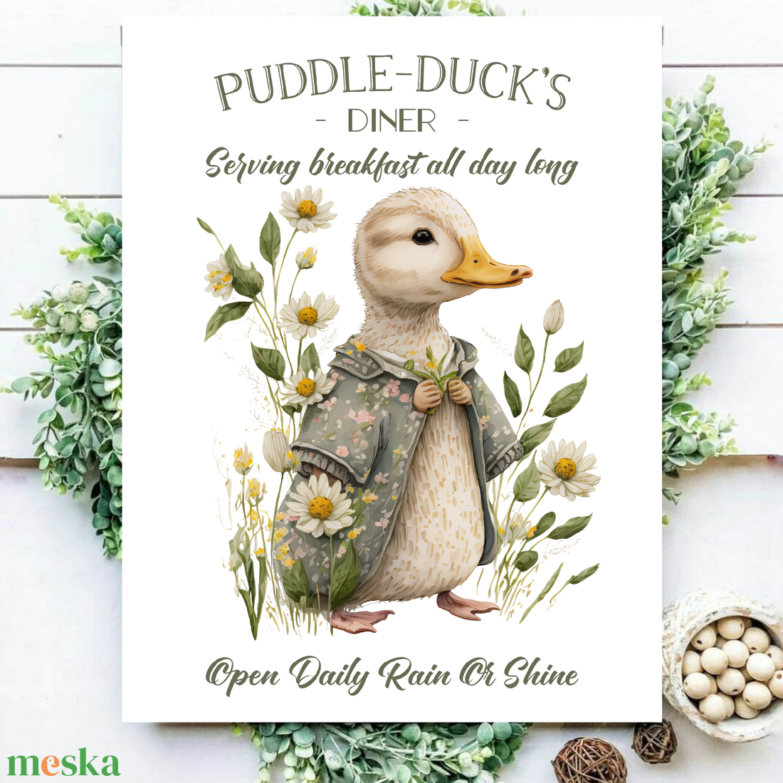 Puddle duck's diner 40x30 cm fa tábla vagy vászonkép többféle méretben, tavasz, húsvét - otthon & életmód - dekoráció - kép & falikép - táblakép - Meska.hu