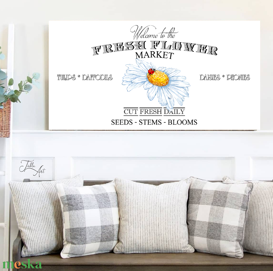 Welcome to the fresh flower market - katica 40x20 cm fa tábla vagy vászonkép többféle méretben, húsvét, tavasz - otthon & életmód - dekoráció - kép & falikép - táblakép - Meska.hu Welcome to the fresh flower market - katica 40x20 cm fa tábla vagy vászonkép többféle méretben, húsvét, tavasz - otthon & életmód - dekoráció - kép & falikép - táblakép - Meska.hu