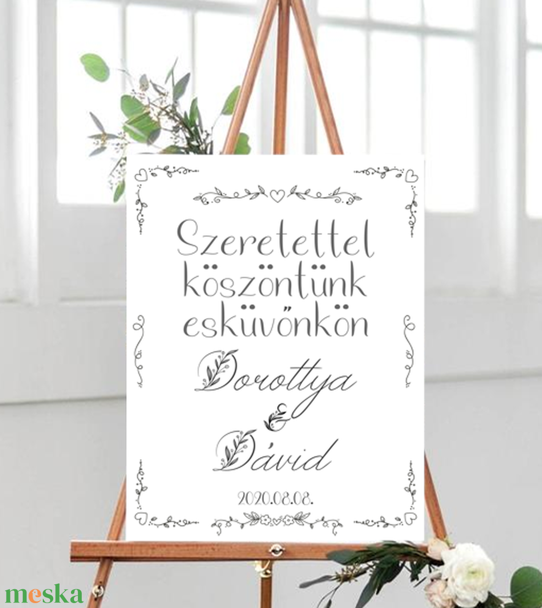 Szeretettel köszöntünk esküvőnkön - virágos betű vászonkép különböző méretben - otthon & életmód - dekoráció - kép & falikép - táblakép - Meska.hu