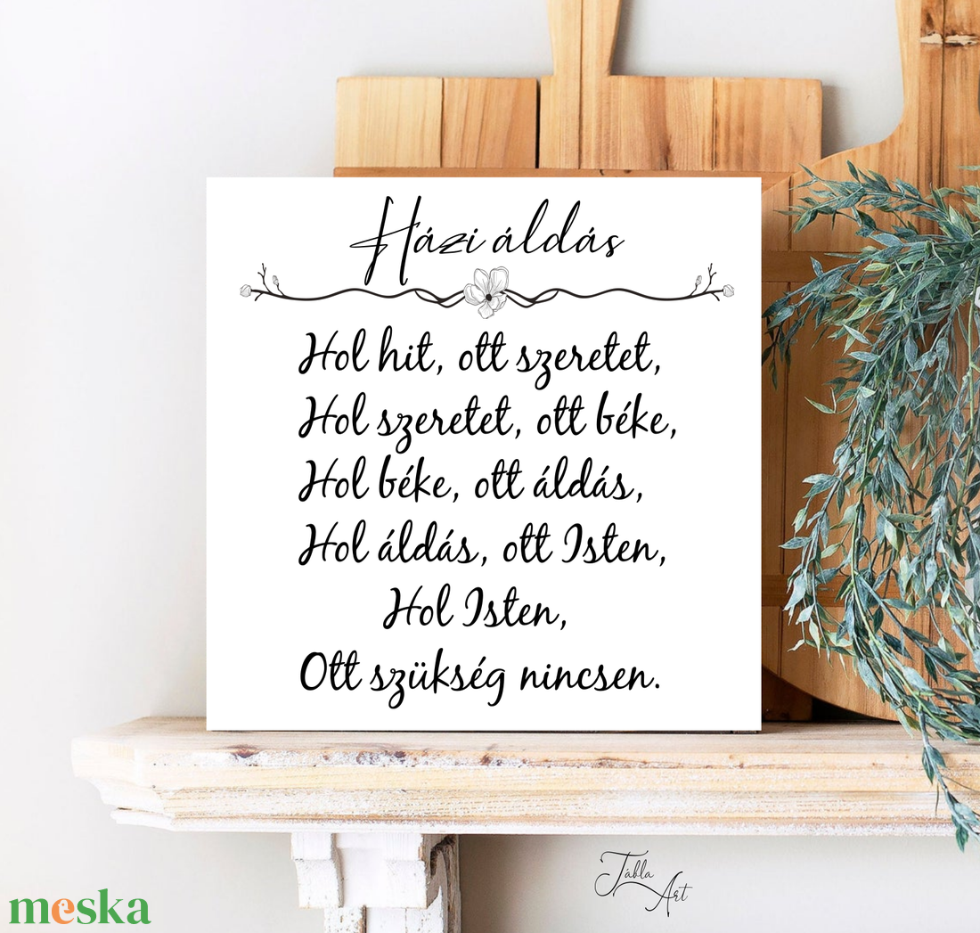 Házi áldás 20x20 cm fa tábla - otthon & életmód - dekoráció - kép & falikép - táblakép - Meska.hu