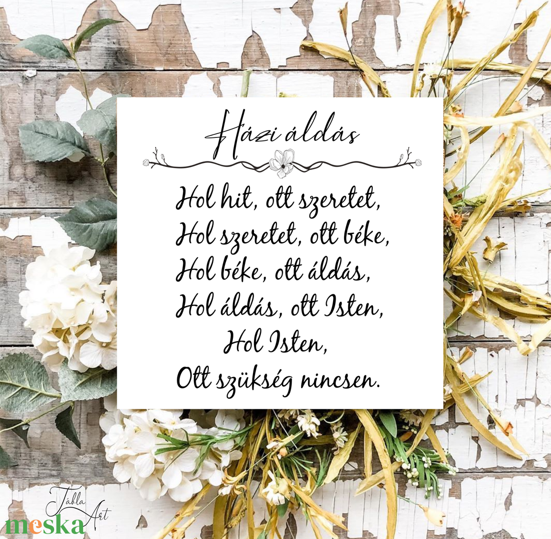 Házi áldás 20x20 cm fa tábla - otthon & életmód - dekoráció - kép & falikép - táblakép - Meska.hu