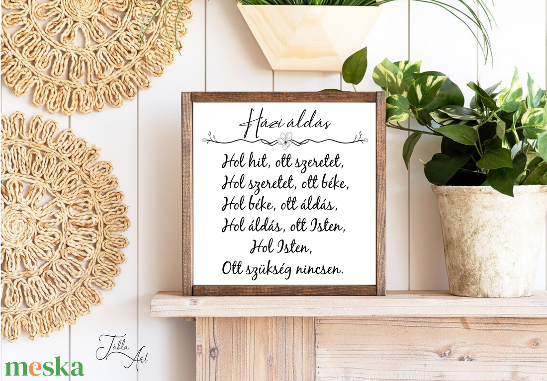 Házi áldás 20x20 cm fa tábla - otthon & életmód - dekoráció - kép & falikép - táblakép - Meska.hu