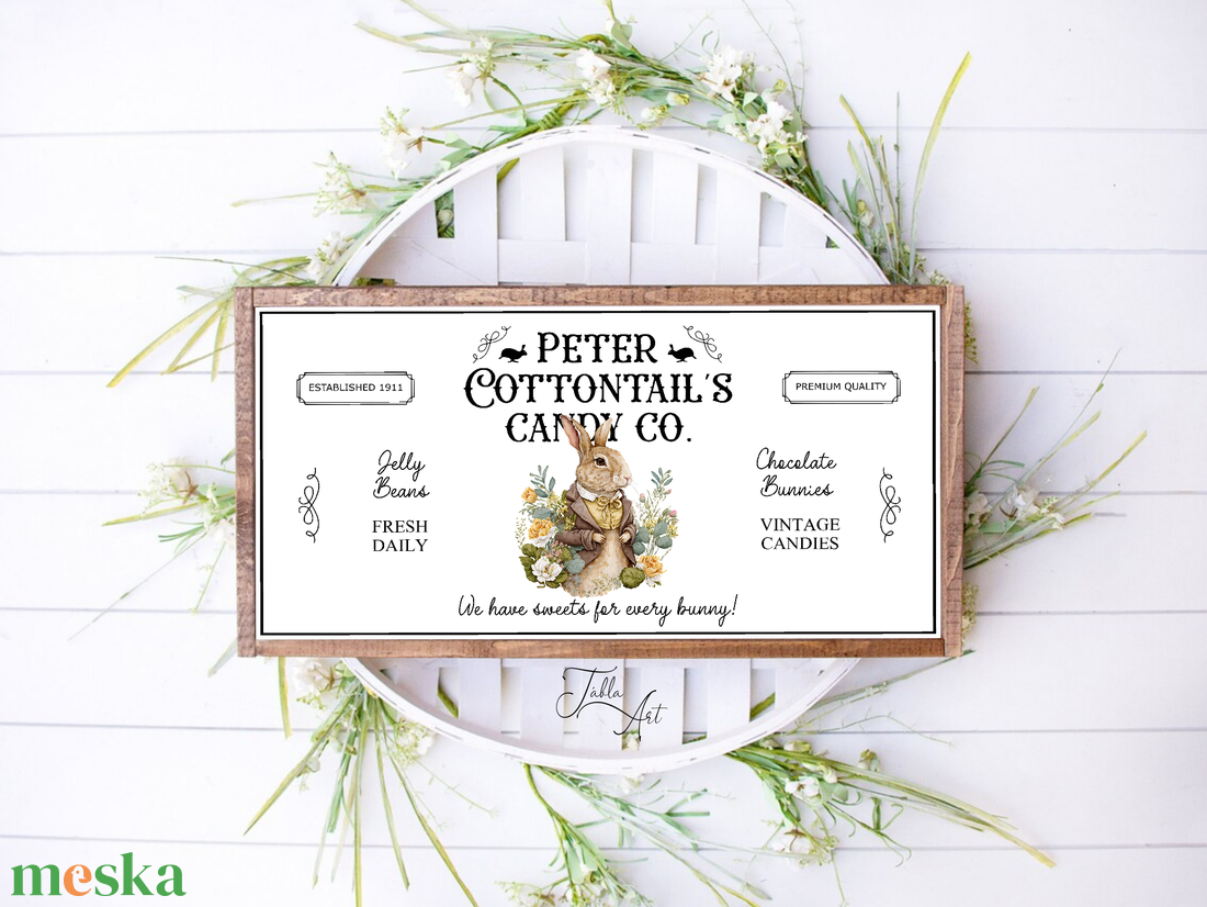 We have sweets for every bunny (Péter nyuszi) 40x20 cm fa tábla vagy vászonkép többféle méretben, húsvét, tavasz - otthon & életmód - dekoráció - kép & falikép - táblakép - Meska.hu