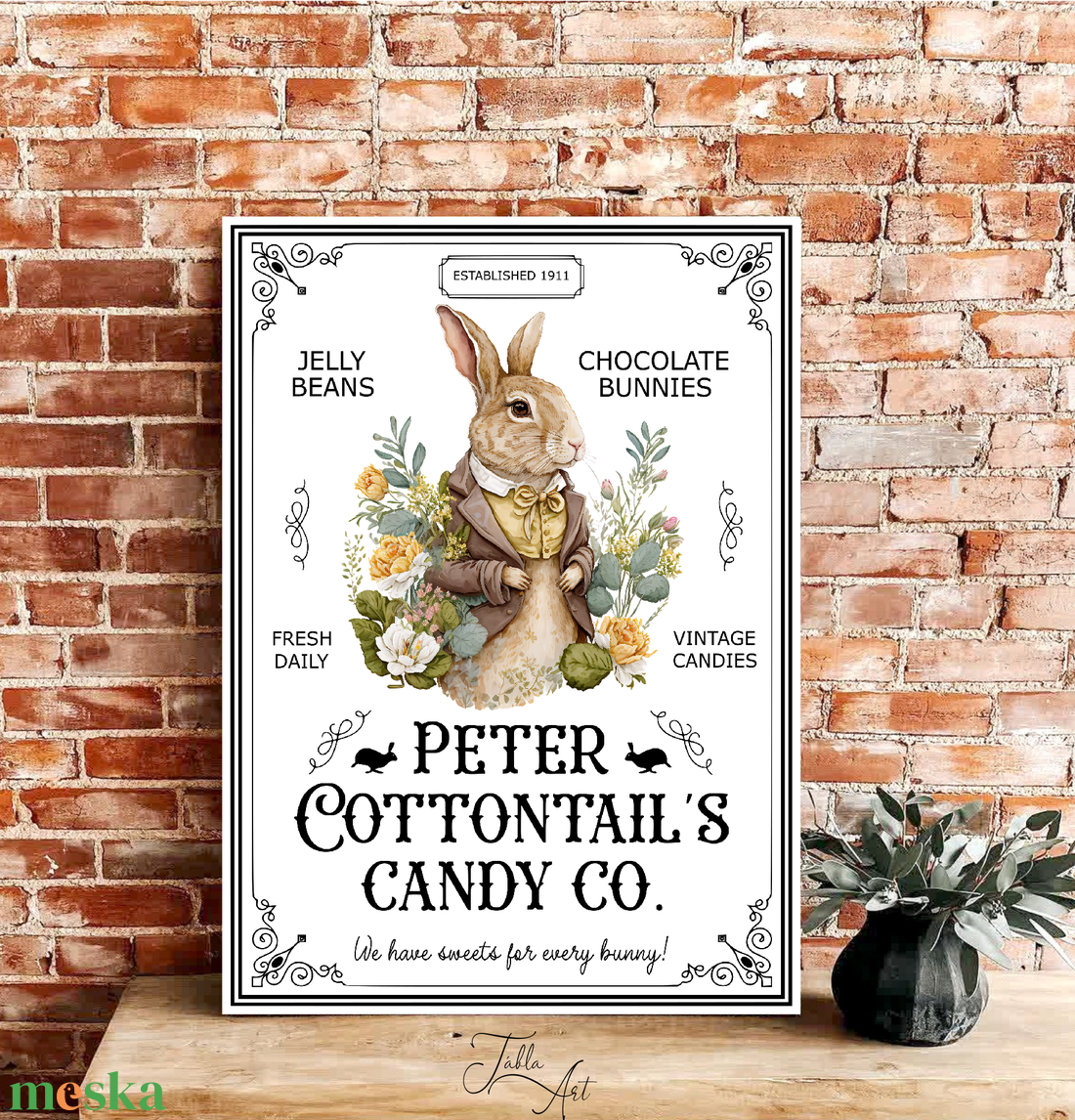 We have sweets for every bunny (Péter nyuszi) 40x30 cm fa tábla vagy vászonkép különböző méretben, tavasz, húsvét - otthon & életmód - dekoráció - kép & falikép - táblakép - Meska.hu